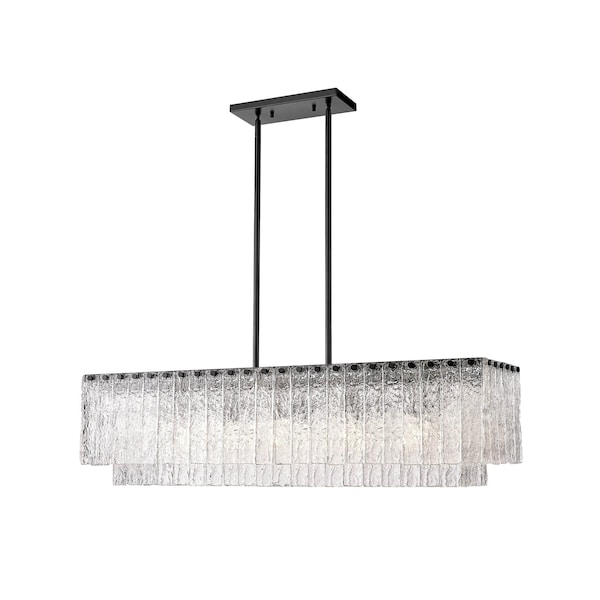 Z-Lite Glacier Linear Chandelier, 5-Light, 11.75 In.W x 42.75 In.L x 11.5 In.H, Matte Black/Clear 1943-42L-MB - main